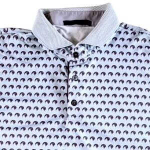 Greyson Polo Shirt Mens Large Blue Wolf Print AOP Performance Short Sleeve